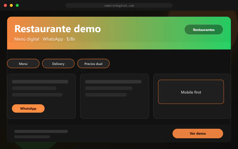Restaurante demo — desarrollo web SamirST Digital
